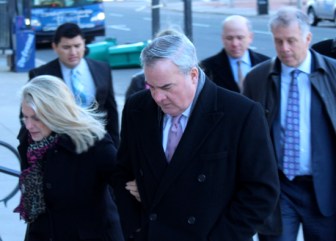 Former Gov. John G. Rowland and his wife Patty arriving at the U.S. Courthouse in New Haven for Rowland's sentencing Wednesday.
