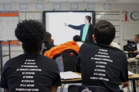 Ross Hanson teaches his Advanced Placement Calculus class at Bloomfield High School.