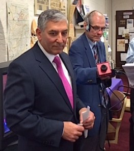 Senate Minority Leader Len Fasano talks with reporters.