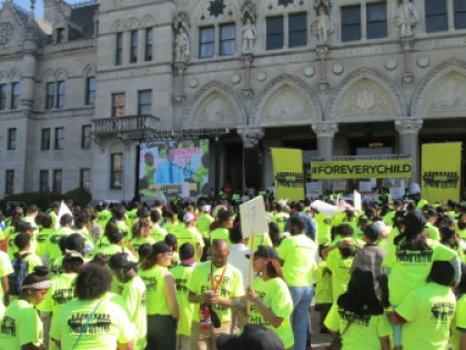 "Let me be very clear, we also have to understand that we are going to have charter schools in Connecticut," Malloy said during the rally. Office of Policy and Management Secretary Benjamin Barnes, the governor's budget director, declined to answer questions Thursday about the funding charter schools might receive in the final budget under negotiation. Even without the school funding controversy, it will be difficult for Malloy and his fellow Democrats in the House and Senate majorities to adopt a new two-year state budget before the legislative session ends Wednesday. With a huge deficit topping $1.4 billion next fiscal year, officials are considering big tax hikes and major cuts to social services to wipe out the red ink. Moderate Democrats wary of the tax increases and others backing social services also may find it hard to support the package. And with all Republican legislators expected to vote against the budget Malloy and Democratic leaders recommend, the coalition objecting to charter schools expanding could hold considerable weight.