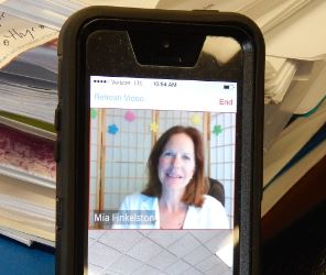 Dr. Mia Finkelston during a visit using LiveHealth Online, a form of telemedicine.
