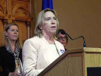 Heather Gates, executive director of the mental health agency Community Health Resources, speaking press conference about the budget last June.