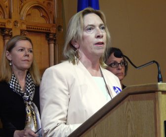 Heather Gates, executive director of the mental health agency Community Health Resources, speaking press conference about the budget last June.