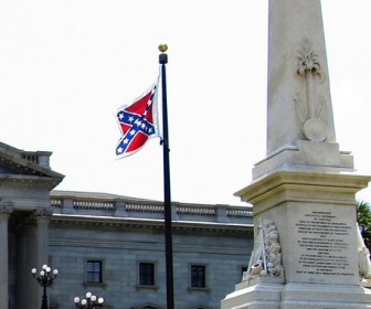The Confederate battle flag flying outside the state capitol in Columbia, S.C.