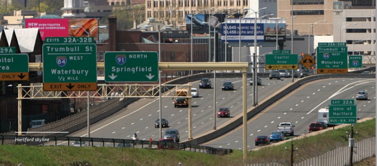 Interstate 91 approaching Hartford.
