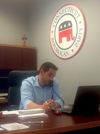 J.R. Romano talking to a potential donor.