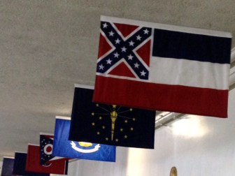 A Mississippi state flag hanging in the U.S. Capitol.