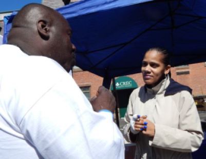 Rebecca Santiago chatted with Darin Zollarcoffer at a health care earlier this year. Her goal: Help him get health care.