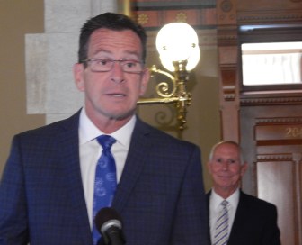 Gov. Malloy at a press conference Monday at which he confirmed he has had discussions with GE aimed at keeping the company's headquarters in Connecticut.