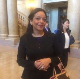 Legal aid lawyer Linda Allard outside the Supreme Court.