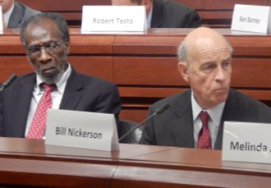 State Tax Panel Co-chairs William Dyson, left, and William Nickerson preside at a panel hearing.