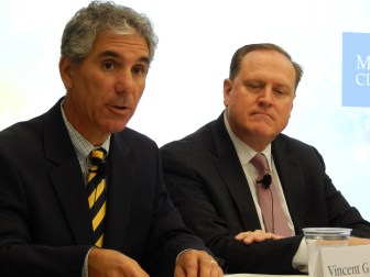 This is a picture of Middlesex Hospital President and CEO Vincent Capece Jr., left, and Dr. Keith Cannon, medical director of the Mayo Clinic Care Network