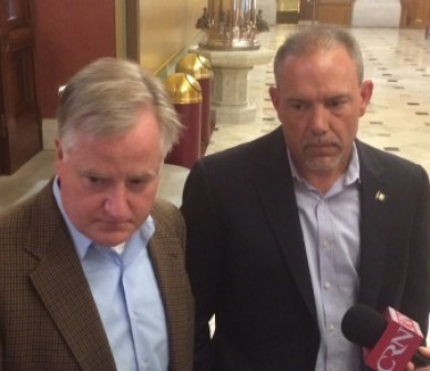 House Speaker J. Brendan Sharkey and House Majority Leader Joe Aresimowicz.
