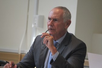 Mark Ojakian, president of Connecticut State Colleges and Universities, at his first first finance committee meeting.