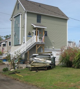 Laurie Robinson's home in Milford. The kitchen is at the top of the stairs.