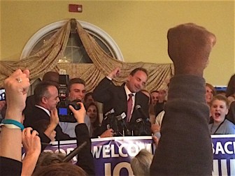 Newly elected Bridgeport Mayor Joseph P. Ganim celebrates with supporters Tuesday night.
