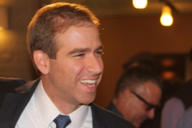 Luke Bronin at his victory celebration