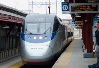 An Amtrak Acela train bound for Washington, D.C.