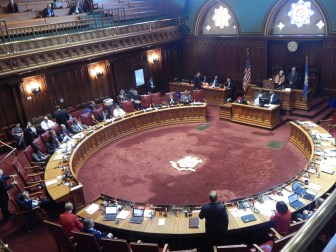 The chamber of the Connecticut State Senate during Tuesday's special session.