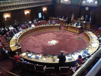 The chamber of the Connecticut State Senate during Tuesday's special session.