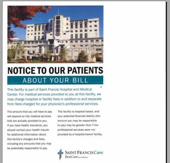 This is a picture of A portion of a St. Francis billing statement with an explanation of facility fees.