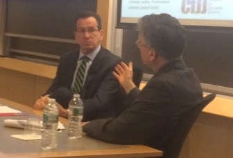 Gov. Dannel P. Malloy and Vincent Schiraldi at the Havard Kennedy School.