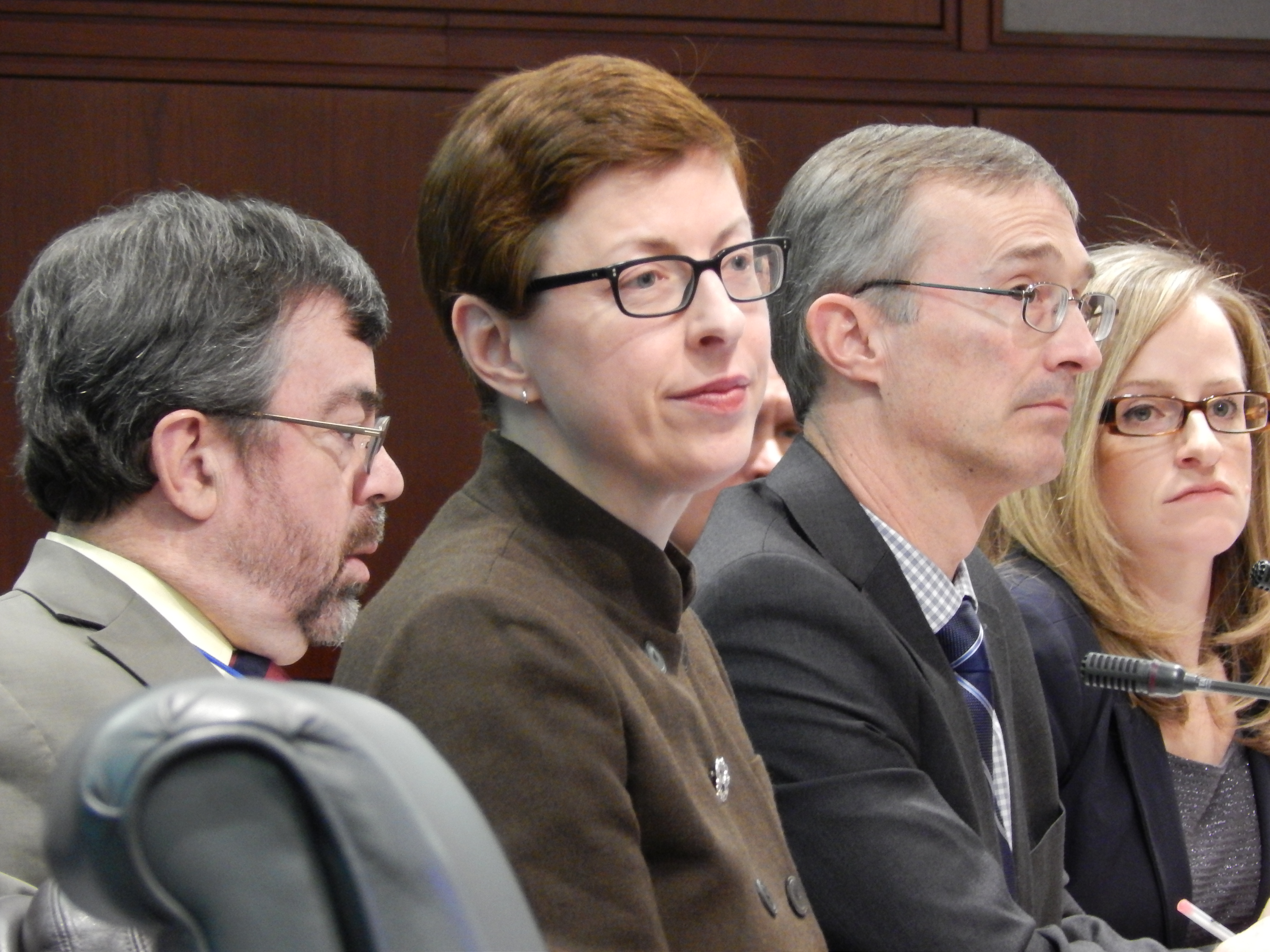 This is a picture of DSS officials, from left, Dr. Robert Zavoski, Kate McEvoy, Mike Gilbert and Melissa Garvin.