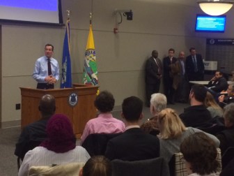 Gov. Dannel P. Malloy faced more than 100 residents at a town hall forum in Middletown.