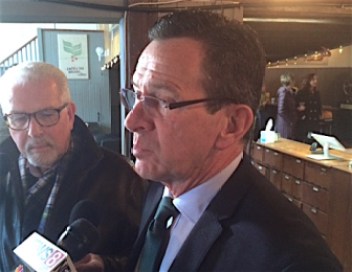 Gov. Dannel P. Malloy speaks to the press in Wethersfield.