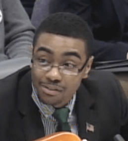 Eastern Connecticut State University student Tyler Mack testifies before the Appropriations Committee