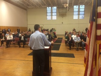 Gov. Dannel P. Malloy at an open forum at Asnuntuck Community College in Enfield.