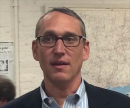 Budget director Benjamin Barnes visiting the Capitol press room to report on state revenue forecasts.