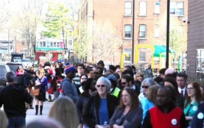 Hundreds of supporters lined up hours in advance of Hillary Clinton's campaign forum on gun violence in Hartford Thursday.