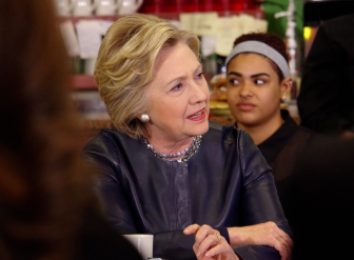 Hillary Clinton at the Orangeside restaurant in New Haven Saturday