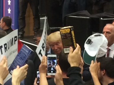 Donald J. Trump presses the fleshes, signs autographs in Waterbury.