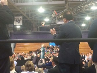 Mayor Joe Ganim was the sidelines, but he got a selfie with the candidate in private.
