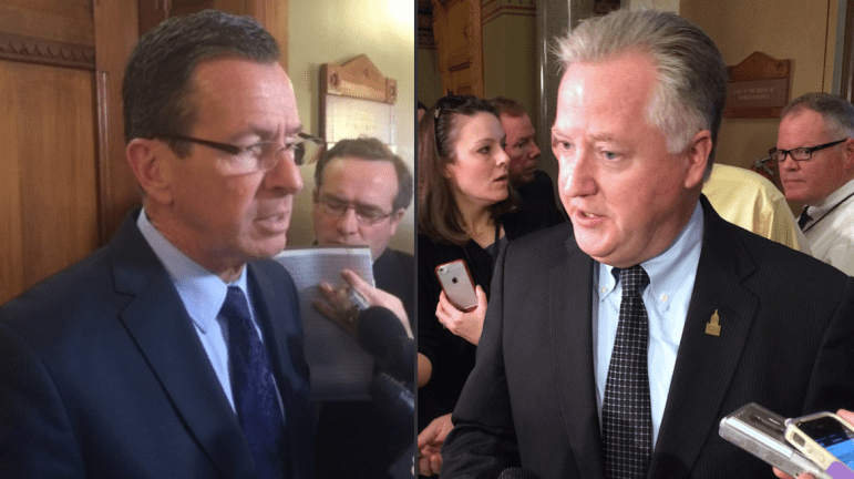 Gov. Dannel P. Malloy and House Speaker Brendan Sharkey