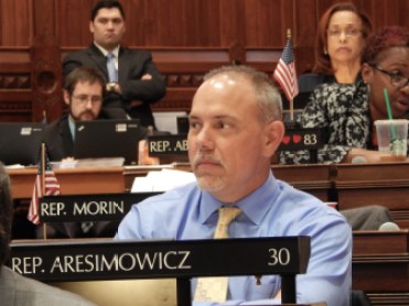 House Majority Leader Joe Aresimowicz of Berlin during the budget debate.