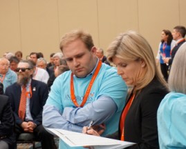 Ann Brookes follows a close vote at the convention.