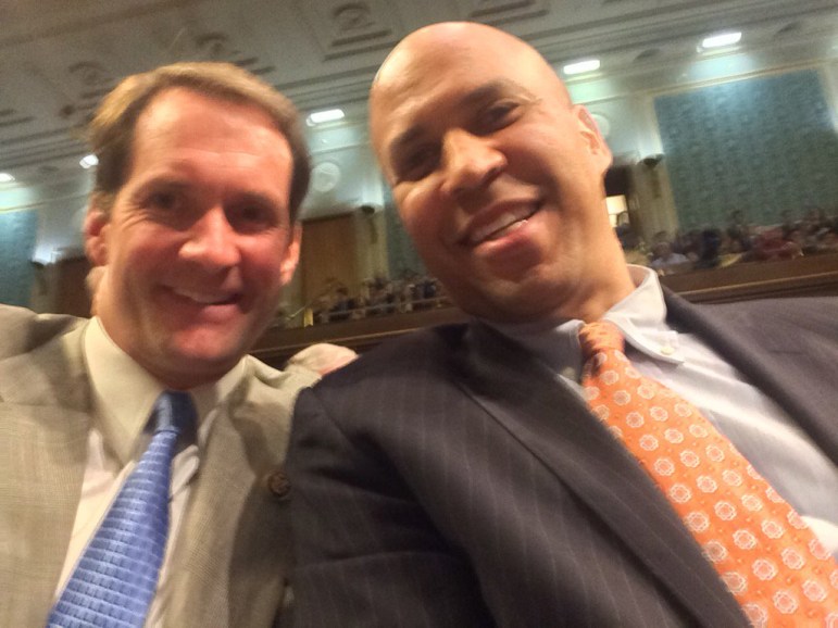 Rep. Jim Himes, D-4th District, who rebellion against a moment of silence in the House for the Orlando victims helped inspire the sit-in, and Sen. Cory Booker of New Jersey.