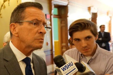 Gov. Dannel P. Malloy taking a question about Bernie Sanders.