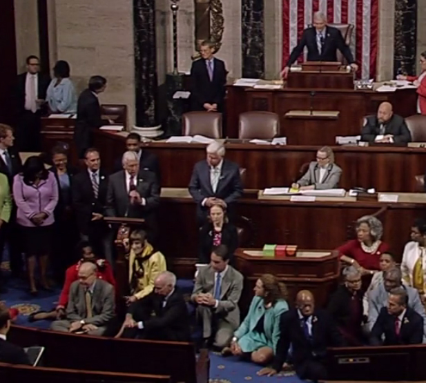 The entire Connecticut delegation on the House floor.