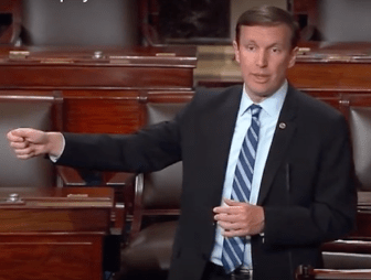 U.S. Sen. Chris Murphy filibusters on the Senate floor Wednesday.