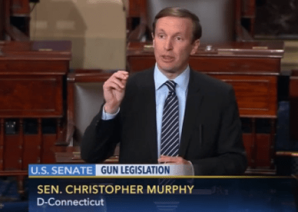 Sen. Chris Murphy speaks on legislation to expand background checks for gun purchasers.