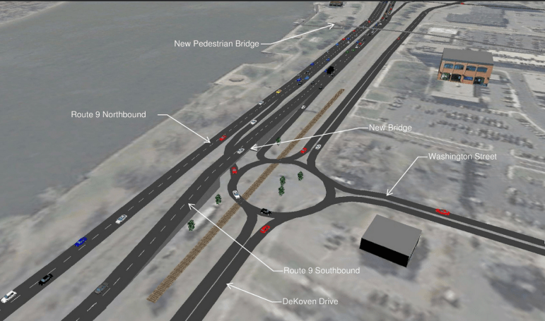 A DOT rendering of proposed improvements to the intersection of Rt. 9 and Washington Street in Middletown.