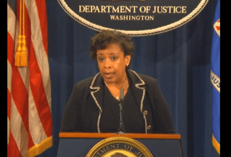 U.S. Attorney General Loretta Lynch announces antitrust lawsuits against mergers involving two Hartford insurers.
