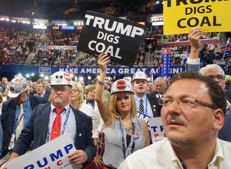 Behind Rep. Anthony D;Amelio of Waterbury, at right, is a West Virginia delegation happy to make coal jobs a GOP priority.