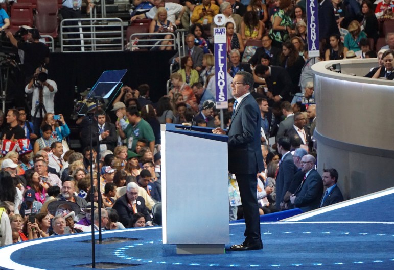 Gov. Dannel P. Malloy addresses the Democratic National Convention.