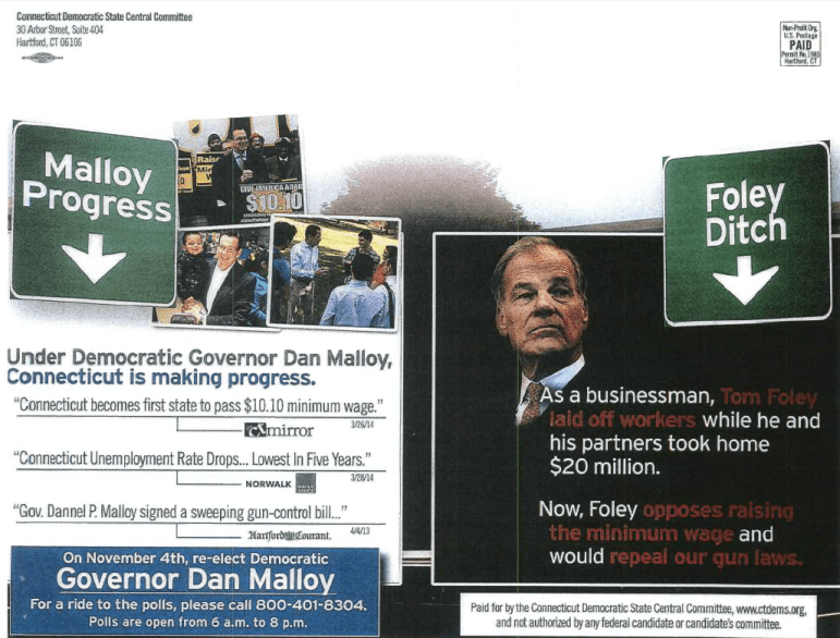 One of the mailers that kicked off an investigation into Democratic Party fund-raising for the 2014 election.