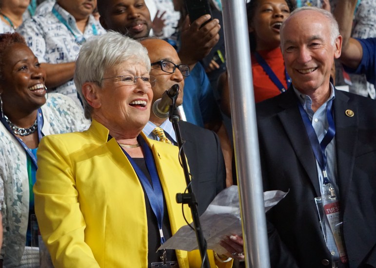 Lt. Gov. Nancy Wyman casts Connecticut's vote.